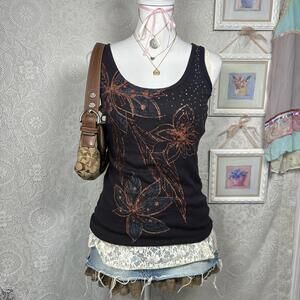 y2k grunge graphic floral tank top